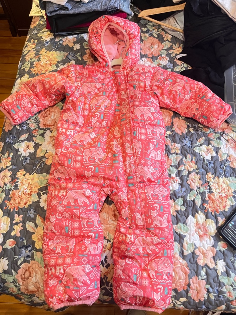 Columbia Kids Coral Pink Patterned Insulated Bunting